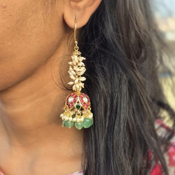 Jadau Pearl Jhumka - Image 2