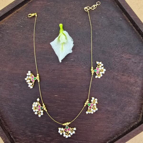 Floral Jadau Invisible Chain
