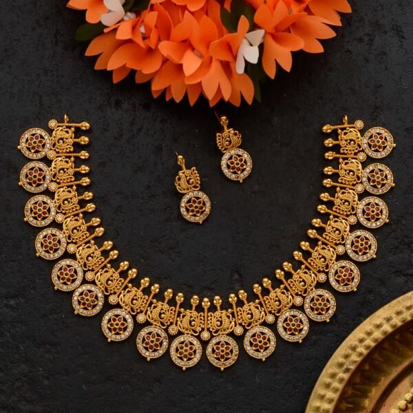 Floral Peacock Coin Neckpiece