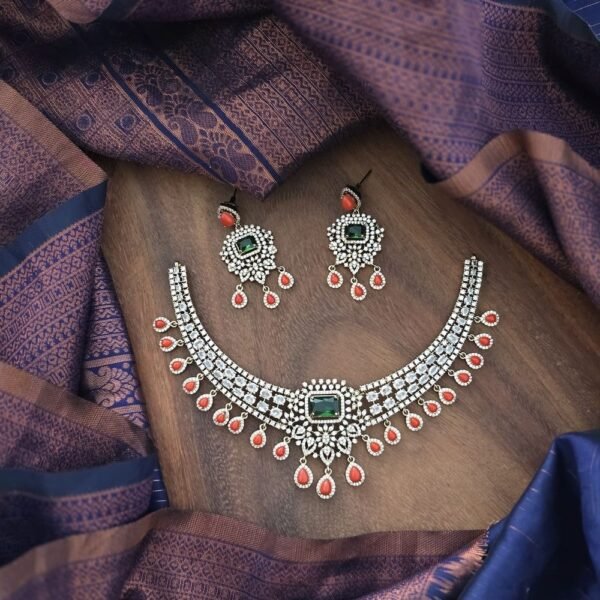 Partywear AD Coral  Neckpiece