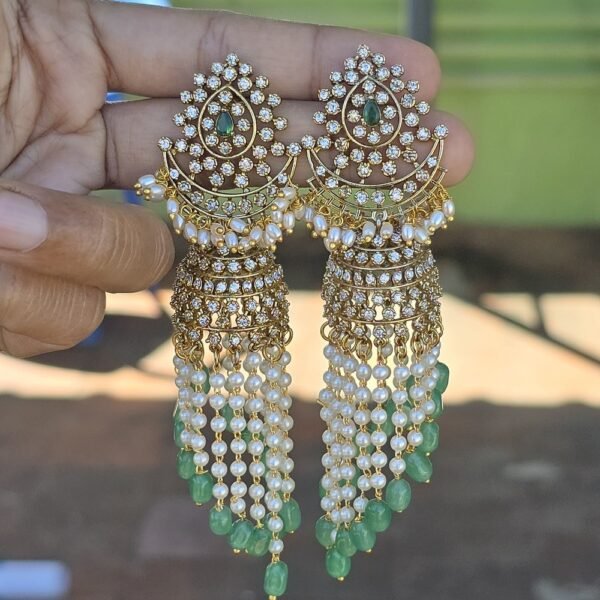 Partywear Jhumka - Green.