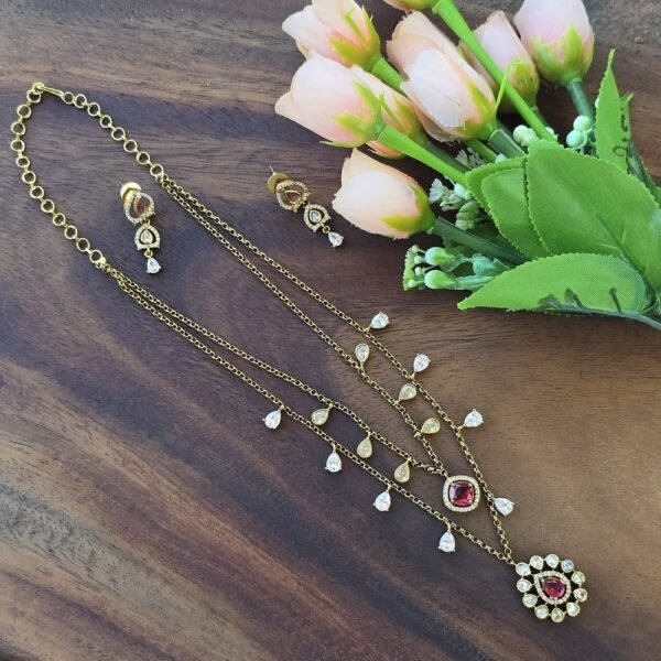 Floral Double Layer Chain - Ruby