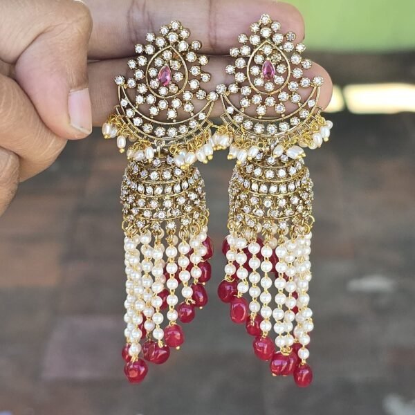 Partywear Jhumka - Maroon